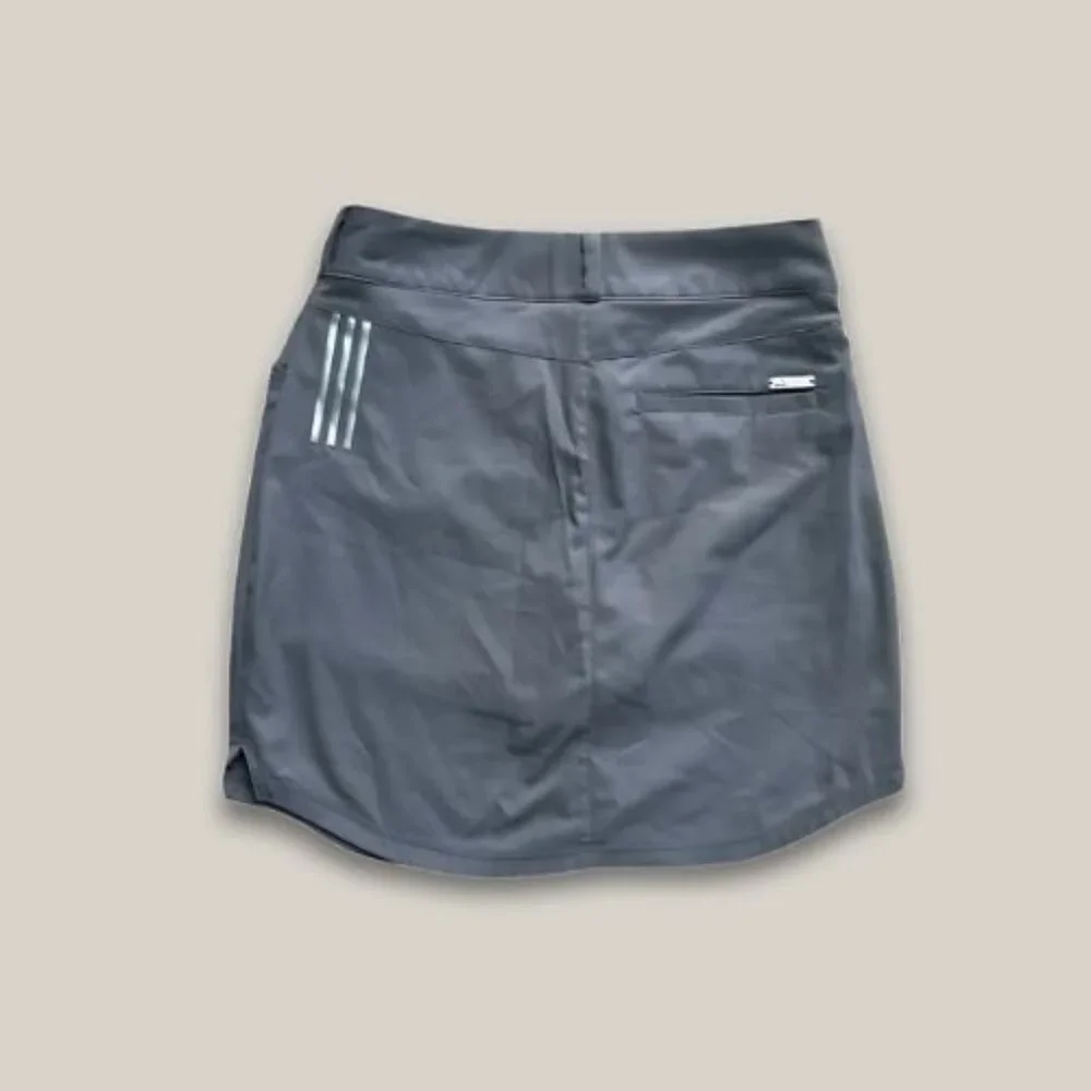 Adidas Golf Essentials Skort Classic 3 Stripes Stretch Performance Gray W SZ 8